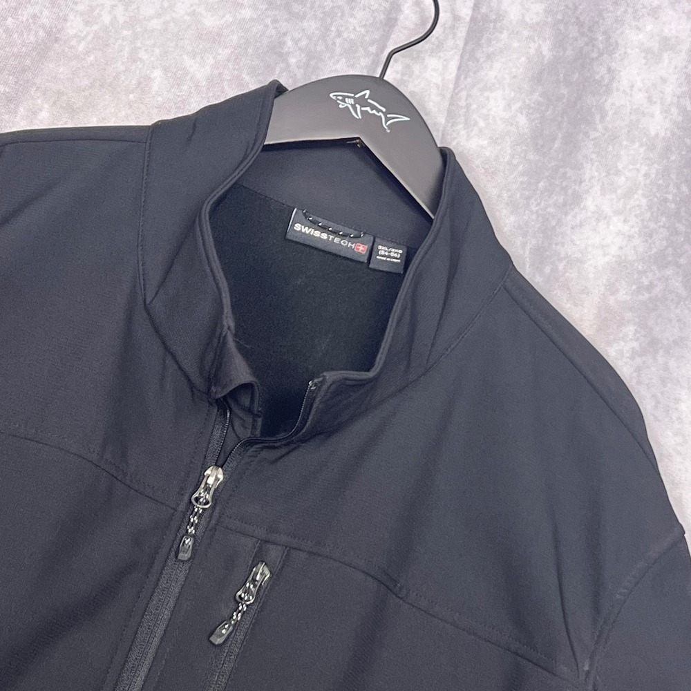 Swiss Tech Softshell Jacket Mens 3XL Black Excellent‎ Fleece Lined Full Zip